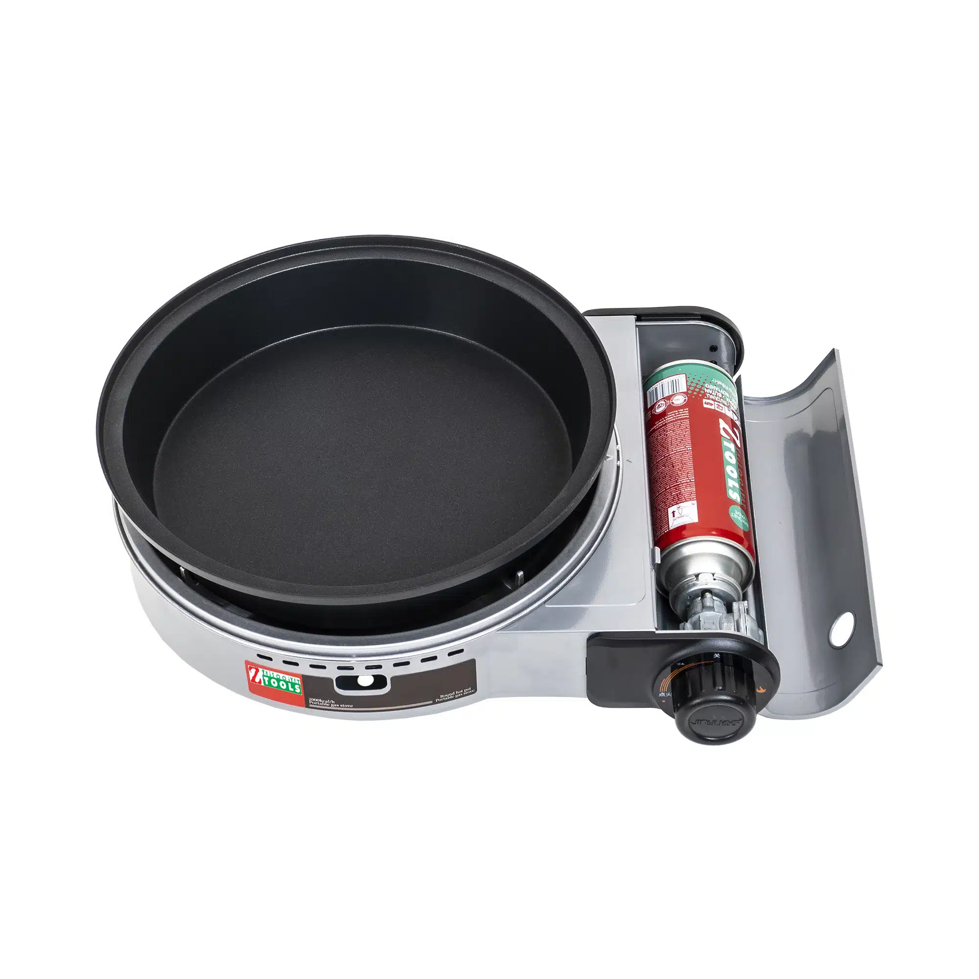 Aragaz camping portabil cu oala si capac de sticla aprindere electrica 2.3kW gri [1]