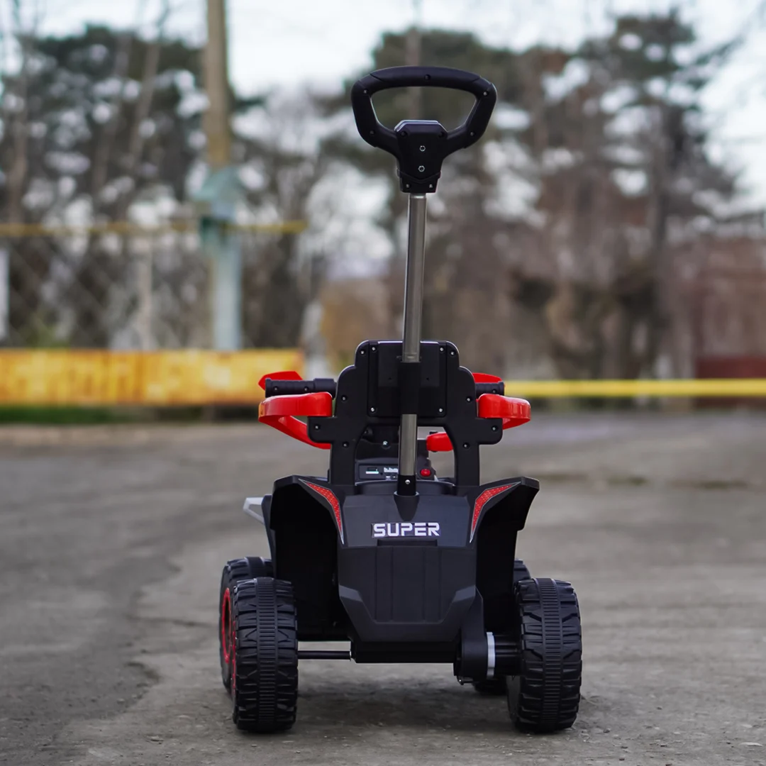 atv electric copii 4 in 1 6v 35w cu maner rosu quad copii [4]