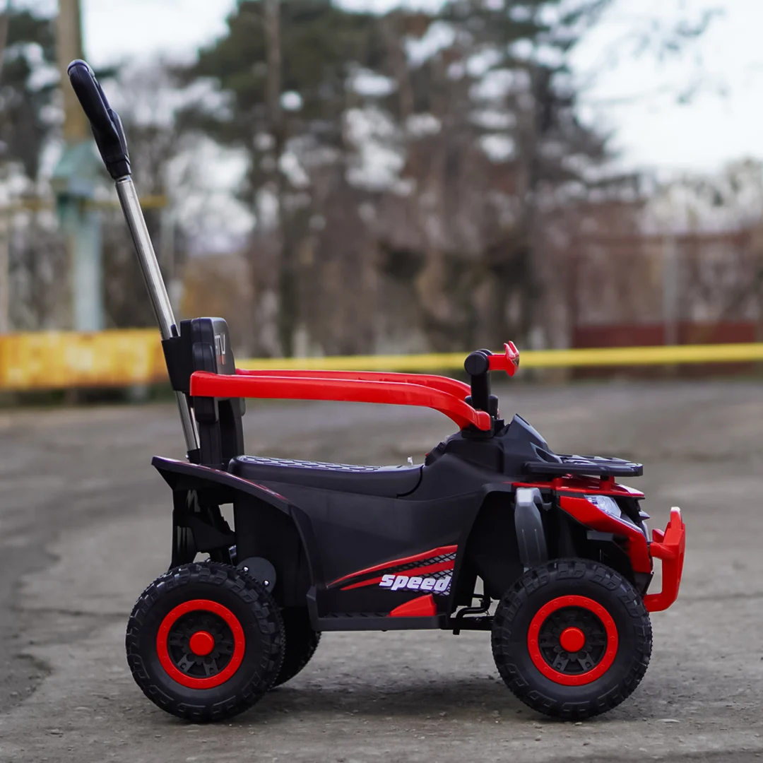 atv electric copii 4 in 1 6v 35w cu maner rosu quad copii [3]