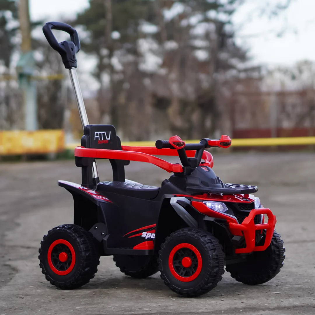 atv electric copii 4 in 1 6v 35w cu maner rosu quad copii [2]