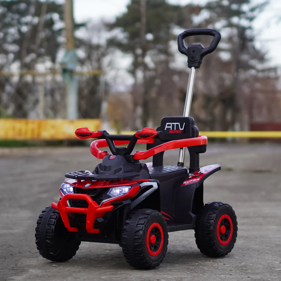 atv electric copii 4 in 1 6v 35w cu maner rosu quad copii [1]