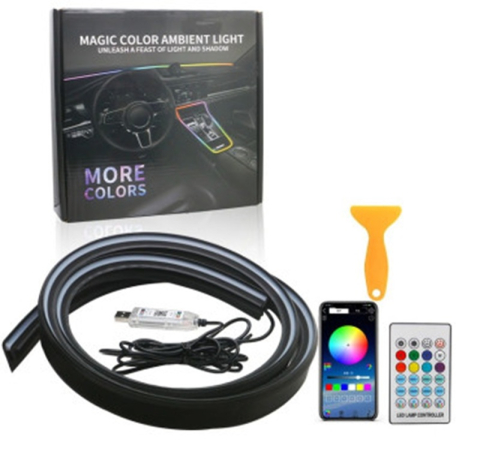 Bandă LED Ambientală RGB Digitală pentru Parbriz Auto 150 cm | Control Bluetooth USB [3]