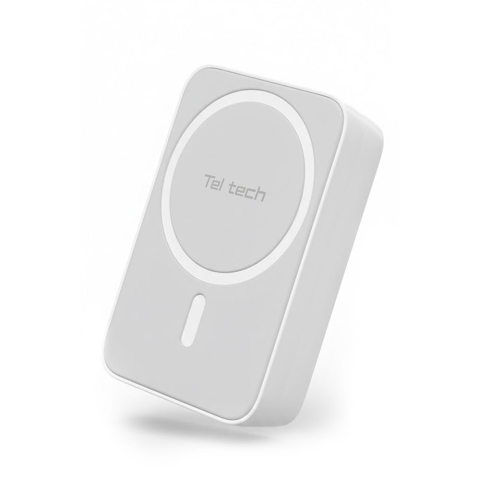 Baterie Externă Magnetică Teltech MagSafe 10000mAh 15W USB-C Alb Power Bank Wireless [4]