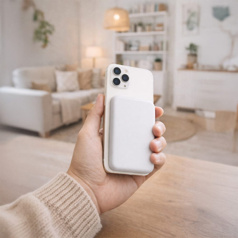 Baterie Externă Magnetică Teltech MagSafe 10000mAh 15W USB-C Alb Power Bank Wireless [3]