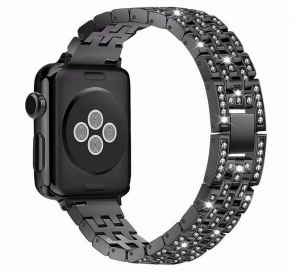 Accesorii - Bratara Apple Watch 3 Watch 4 42/44mm, crystal diamond strap Black