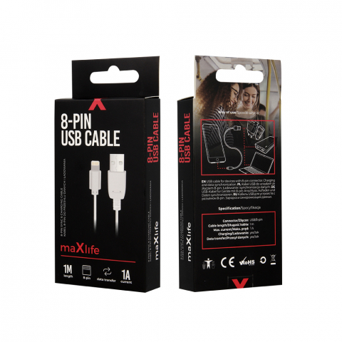 USB A la Lighting - Cablu date iPhone 1m Alb Lighting Cable  Maxlife