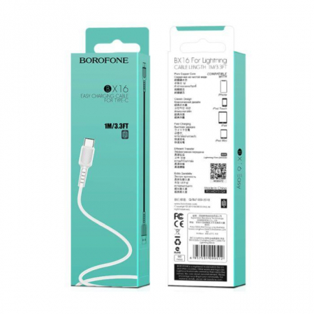 Accesorii - Cablu date Type C Usb C, Borofone Easy BX16 White, LMG207