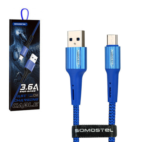 Cablu date Micro USB  3.6A 30W 1m Quick Charge QC3.0 Blue Powerline SMS-BW06 [1]