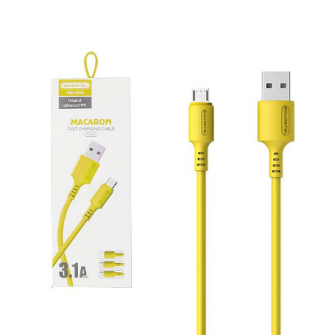 Accesorii - Cablu date Micro USB  3.1A 30W 1.2m Quick Charge QC3.0 Yellow SMS-BP06
