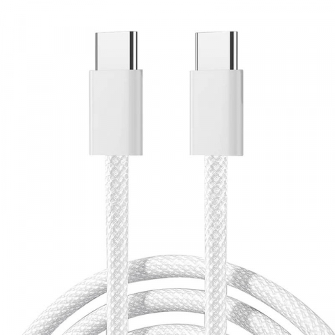 Cablu date Type C la Type C 3A, USB-C la USB-C, 60 W, împletit, 1m (alb) Joyroom