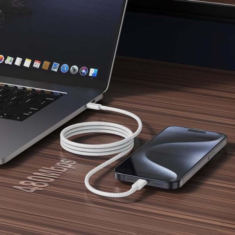 Cablu Date Type-C la Type-C 3A 60W 2m Alb USB-C Încărcare Rapidă [3]