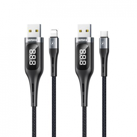 Cablu date USB Type C, REMAX Intelligent Digital Data USB 2,1 A 1,2 m black usb c [3]