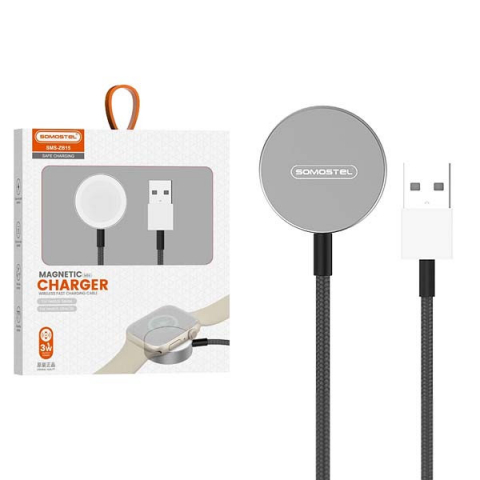 USB A la Lighting - Cablu incarcare Apple Watch 10W 1,2m Apple Watch White Nylon braid SMS-ZB15
