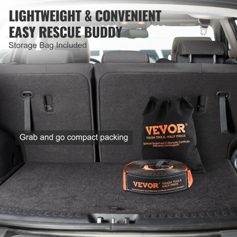 Kit de recuperare pentru off-road, 3" x 30", Kit de recuperare pentru troliu rezistent cu o curea de remorcare din poliester cu o capacitate de 30.000 lbs, 44.092 lbs cartușe cu inel în D, sac d [6]