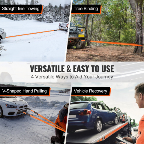 Kit de recuperare pentru off-road, 3" x 30", Kit de recuperare pentru troliu rezistent cu o curea de remorcare din poliester cu o capacitate de 30.000 lbs, 44.092 lbs cartușe cu inel în D, sac d [5]