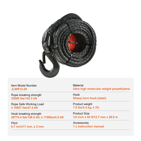 Cablu troliu sintetic 12,7 mm – 28 m – 14,5 tone [2]