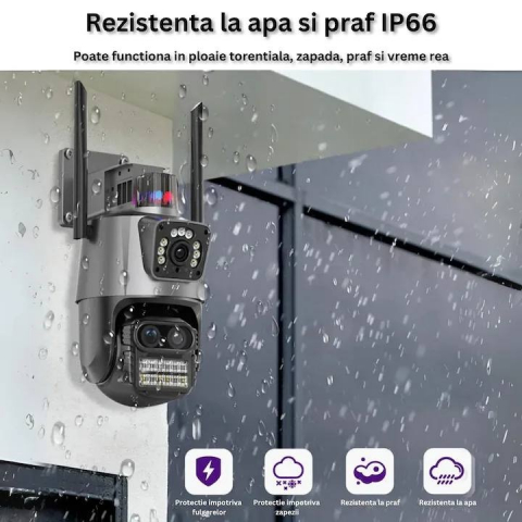 Camera de supraveghere dubla WIFI, 8MP, exterior/interior, Ultra HD, 5X zoom, rotire,alarma, senzor miscare [5]