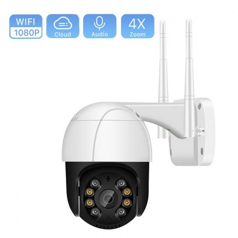 HOME - Camera de supraveghere WIFI, 8MP, exterior/interior, Ultra HD 4K, 4X zoom, rotire, leduri lumina, senzor miscare