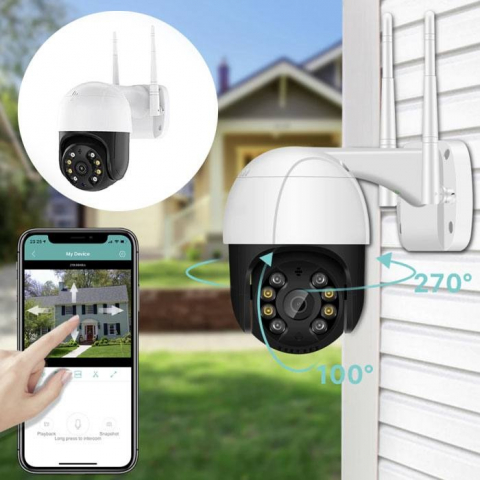 Camera de supraveghere WIFI, 8MP, exterior/interior, Ultra HD 4K, 4X zoom, rotire, leduri lumina, senzor miscare [1]