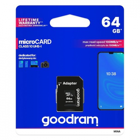 Card de memorie Micro SD Goodram Microcard 64 GB micro SD XC UHS-I class 10 memory card, SD adapter (M1AA-0640R12) [0]