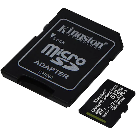 Card de memorie Kingston Canvas Select Plus, MicroSD, 512GB, Class 10, UHS-I Performance, U1, V10 + Adaptor [1]