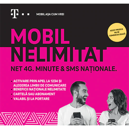 Cartele GSM - Cartela SIM Prepay TELEKOM MOBIL NELIMITAT cu INTERNET 4G NELIMITAT si MINUTE + SMS NATIONALE NELIMITAT
