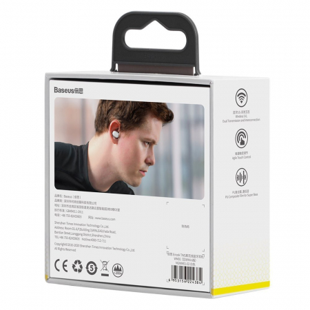 Casca Bluethoot Baseus Encok WM01 TWS Wireless In-Ear Bluetooth 5.3 Headphones White Upgraded Version [2]