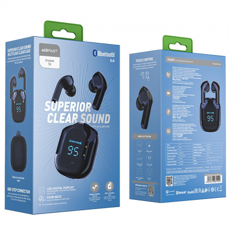 Casca Bluethoot Acefast in-ear wireless headphones TWS Bluetooth blue [2]