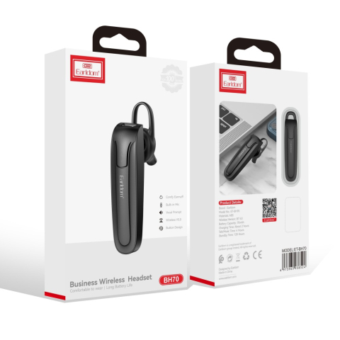 Casca Bluetooth Earldom ET-BH70 negru – autonomie 4-5h, Bluetooth 5.3, standby 140h [1]