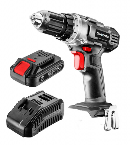 Scule, Chei - Masina de gaurit/insurubat Energy+ 18V, Li-Ion, suport 10 mm, acumulator 2 Ah, incarcator GRAPHITE