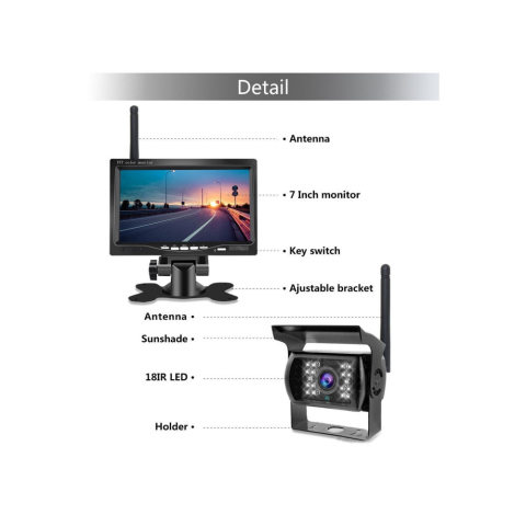 Cameră Marșarier Wireless Profesională cu Monitor 7 Inch pentru TIR și Utilaje [2]