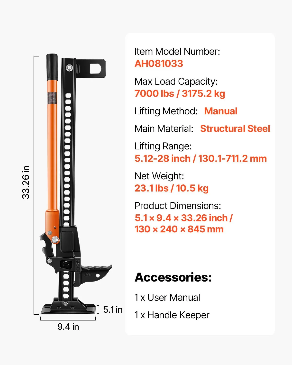 Cric Off-Road Farm Jack 3,18 Tone, 86 cm | Moka GSM [6]