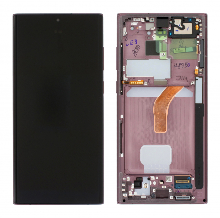 Display-uri si Touchscreen-uri - Original Display Samsung Galaxy S22 Ultra S908 cu rama, Burgundy