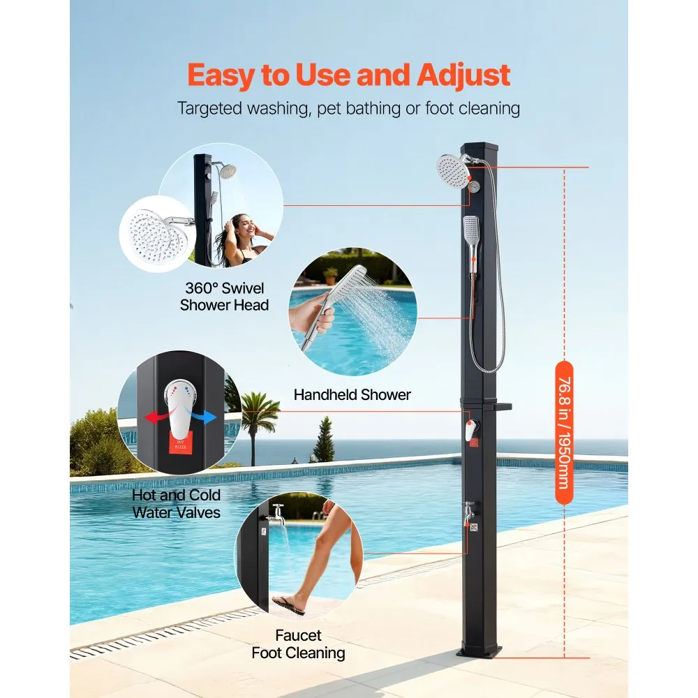 Dus solar exterior VEVOR 40L apa calda rece piscina gradina [3]