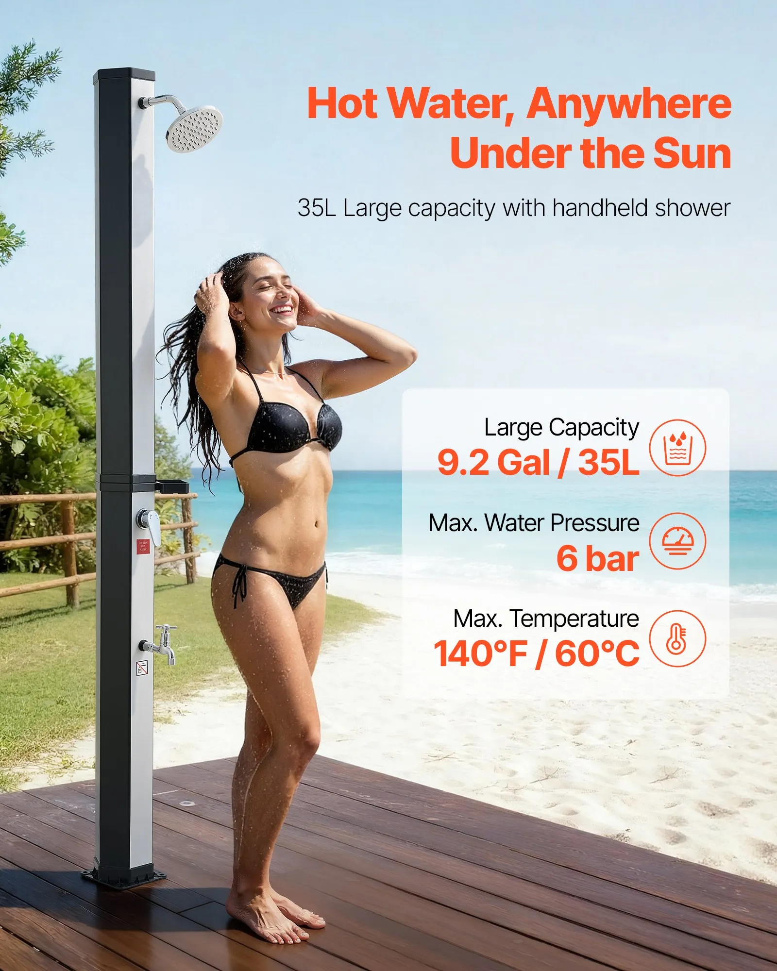 Dus solar exterior VEVOR 35L apa calda rece piscina gradina [1]