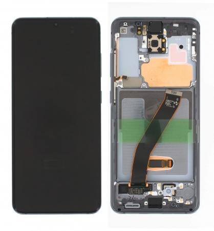 Display-uri si Touchscreen-uri - Display Original Silver Samsung Galaxy S20 – OEM cu Ramă