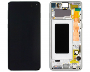 Display-uri si Touchscreen-uri - Ecran Display Samsung S10 G973 Alb, GH82-18835B H