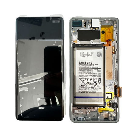 Display-uri si Touchscreen-uri - Ecran Display Samsung S10 Plus cu BATERIE G975 White Alb GH82-18834B