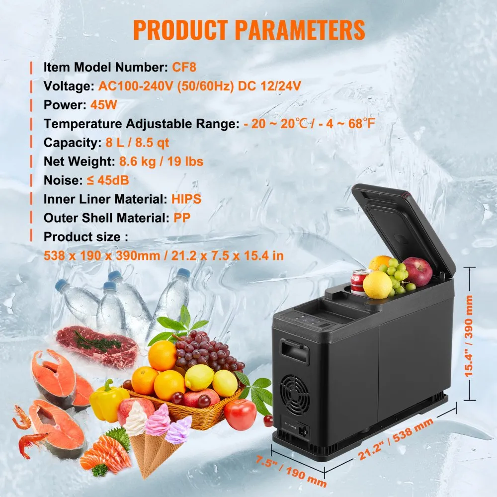Frigider auto portabil cu compresor 8L 12V 24V 230V congelare -20°C Bluetooth [3]