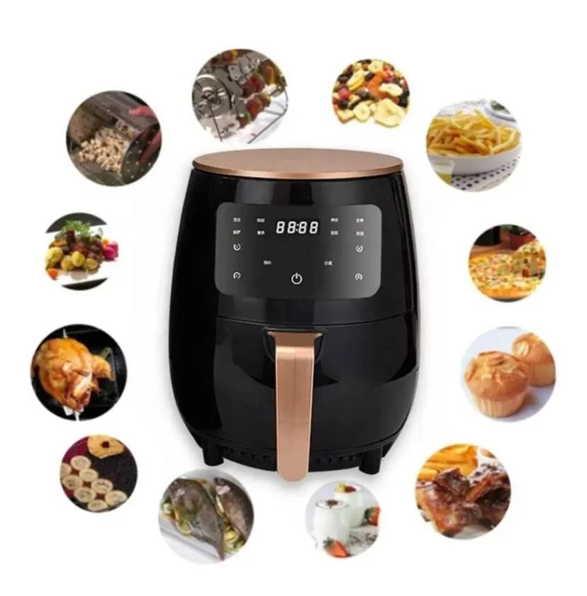 HOME - Friteuza cu aer cald fara ulei, Air Fryer 8 functii, Capacitate 6L, digital, 2400W