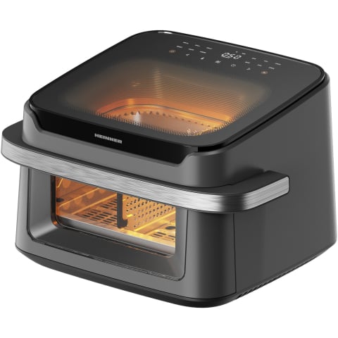 Friteuza cu aer cald - Friteuza cu aer cald Heinner AirBake Revolution, 2200W, capacitate 10l, tehnologie circulare rapida a aerului, cavitate metalica, 2 ferestre supraveghere si lumina interna automata, 80-200 grade C, ti