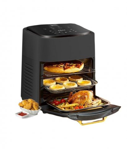 Friteuza cu aer cald - Friteuza digitala cu aer cald SELANI 15 L, Air Fryer Optiune Sanatoasa-fara ulei, Puternica 1400W, Incapatoare 37 x 37 x 29 cm, Negru
