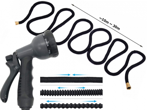 Furtun de grădină 30m Auto extensibil, cuplaje extensibile cârlig pistol [4]