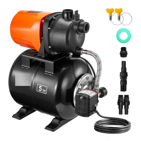 Hidrofoare și Pompe de Apa - Hidrofor 1 CP 750W 19L | Pompă Apă Automată 3700 L/h pentru Puțuri, Fântâni și Irigații | Moka GSM