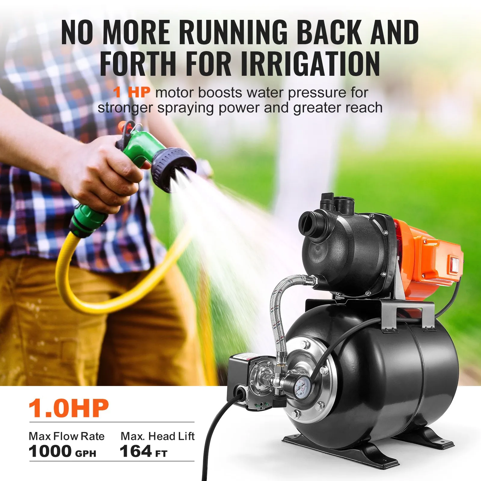 Hidrofor 1 CP 750W 19L | Pompă Apă Automată 3700 L/h pentru Puțuri, Fântâni și Irigații | Moka GSM [3]