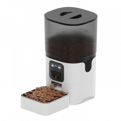 Farfurii mancare caini si pisici - iHunt Smart Pet Feeder 6 L automat – Wi-Fi, înregistrare vocală, alb