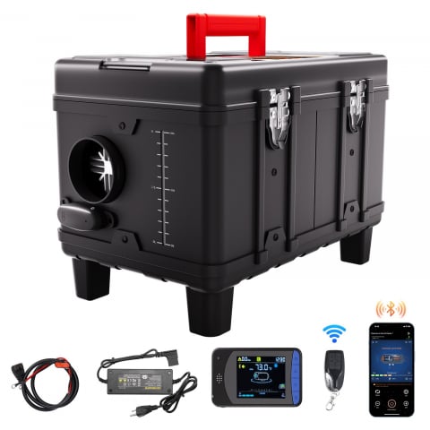 Incalzitoare, calorifere electrice - Încălzitor staționar Sirocou/Webasto 8 kW 12V-220V, cutie profesională, 1 ieșire, senzor CO₂ și Bluetooth