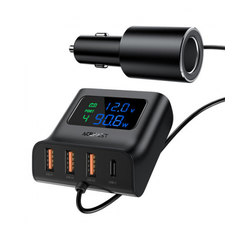 Incarcator auto bricheta auto  90W USB Type C / 3x USB / cigarette lighter socket, PPS, PD3.0, QC3.0, AFC, FCP charging station black [1]