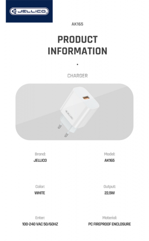 Incarcator USB A, PD 22.5W,  AK165, White QC3.0 [4]