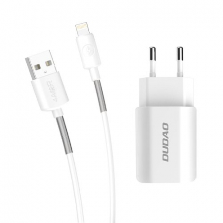 Incarcator iPhone Dudao cu cablu iPhone 2x USB 5V / 2.4A + Lightning cable white [6]